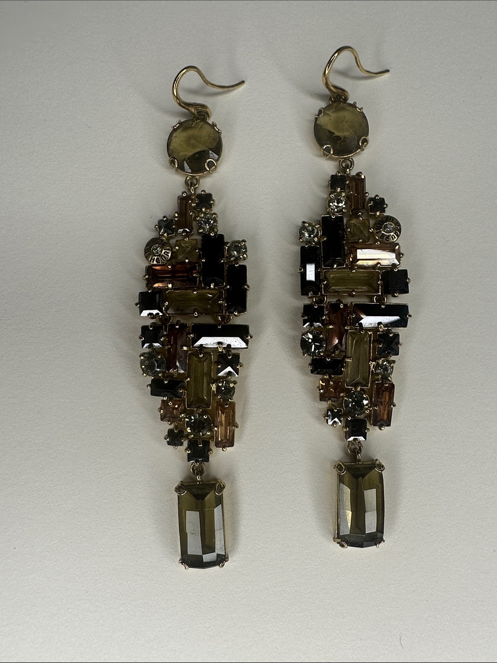 Henri Bendel Gold-Tone Multi-Stone Drop Earrings - Browns & Black